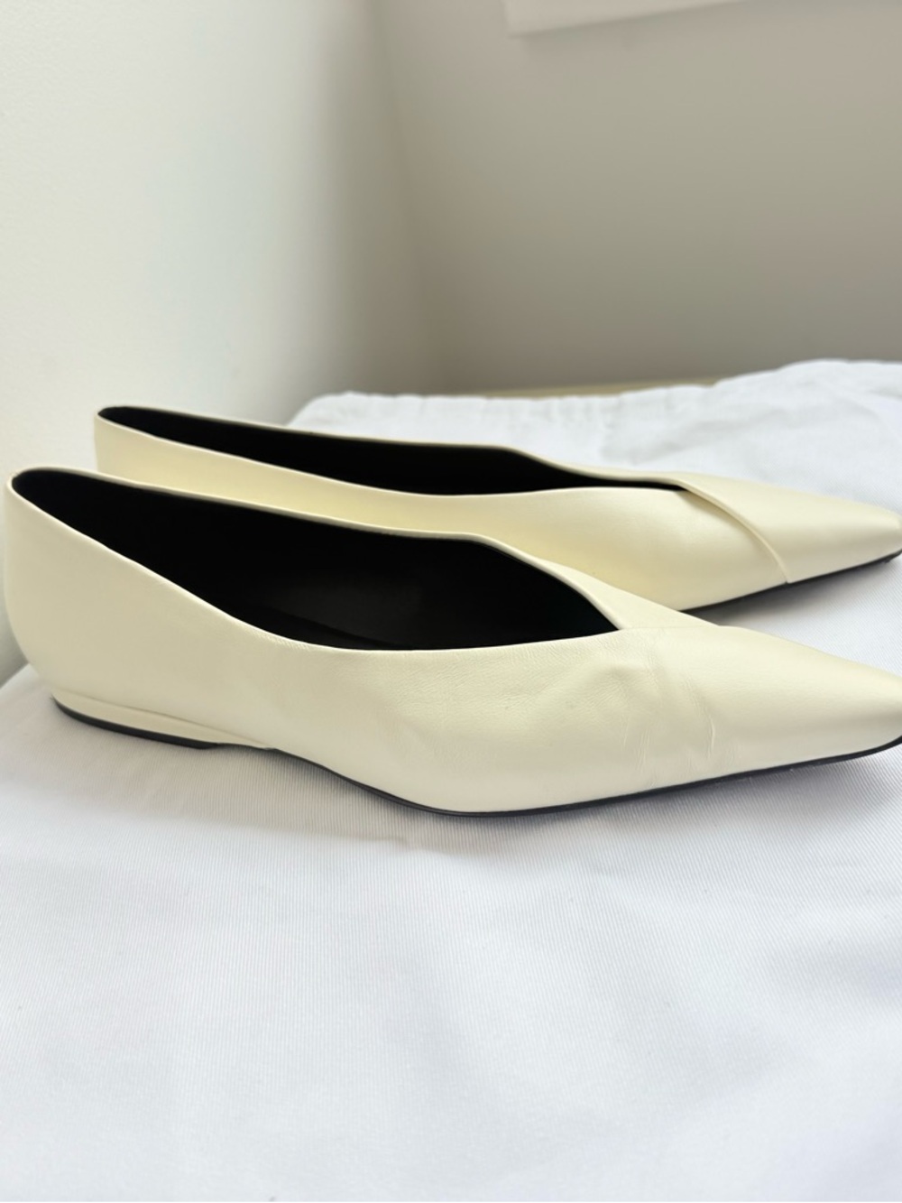 Barsi White Leather Ballet Flats size 39 - Loulou de Saison - Picture 10 of 14